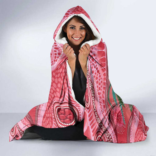 Indigenous Pink Galah Australia Hooded Blanket Australian Hakea Aboriginal Art Proud