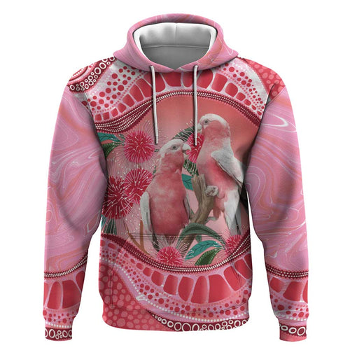 Indigenous Pink Galah Australia Hoodie Australian Hakea Aboriginal Art Proud