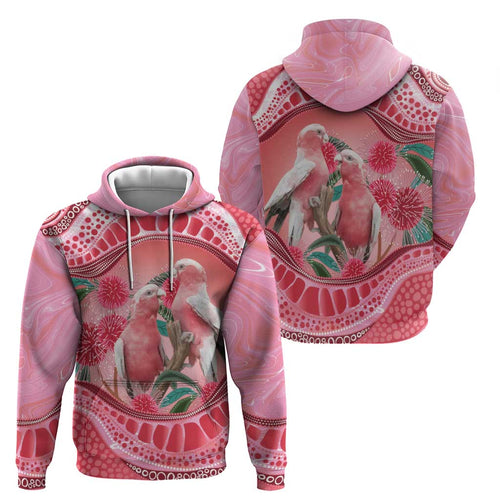 Indigenous Pink Galah Australia Hoodie Australian Hakea Aboriginal Art Proud