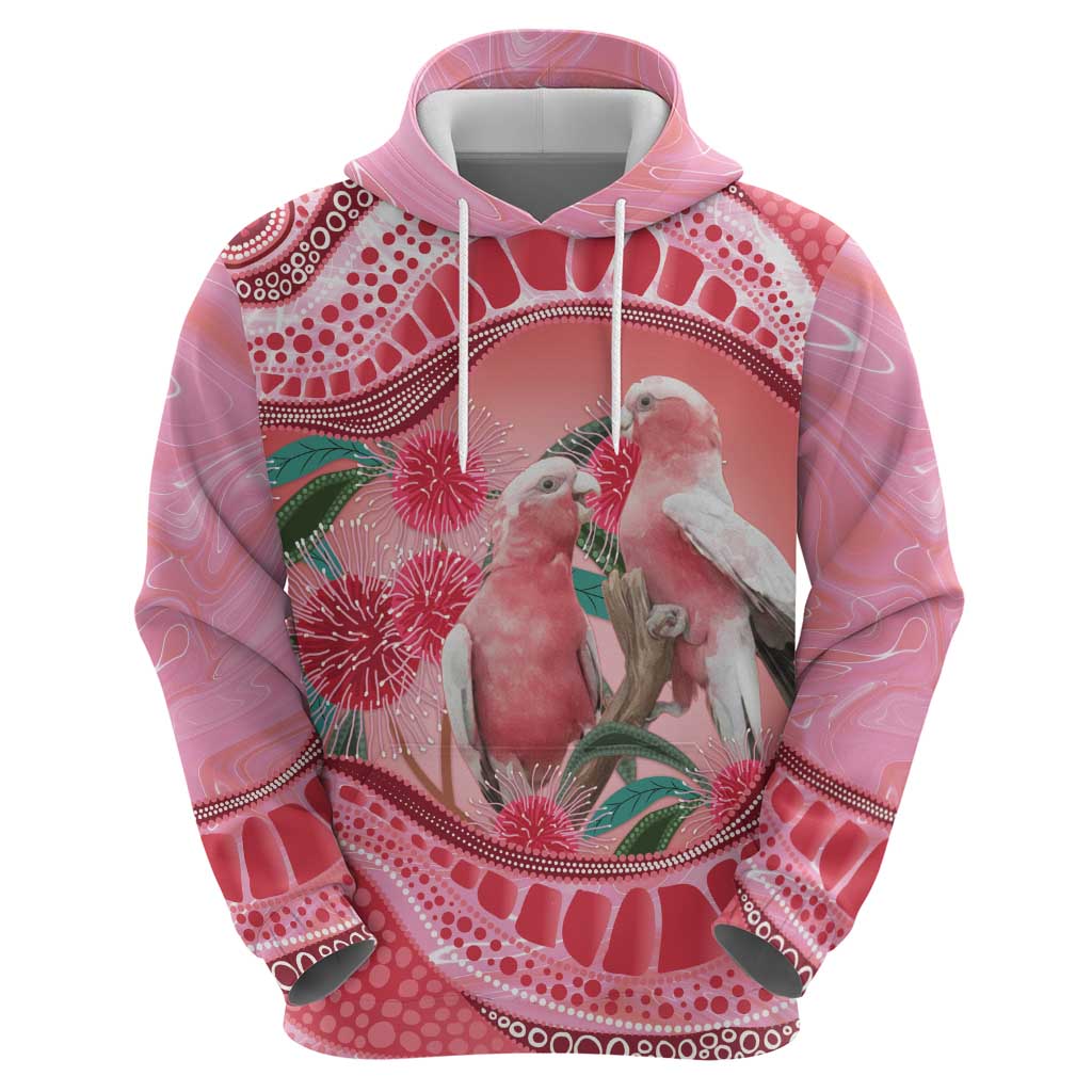 Indigenous Pink Galah Australia Hoodie Australian Hakea Aboriginal Art Proud