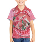 Indigenous Pink Galah Australia Kid Hawaiian Shirt Australian Hakea Aboriginal Art Proud
