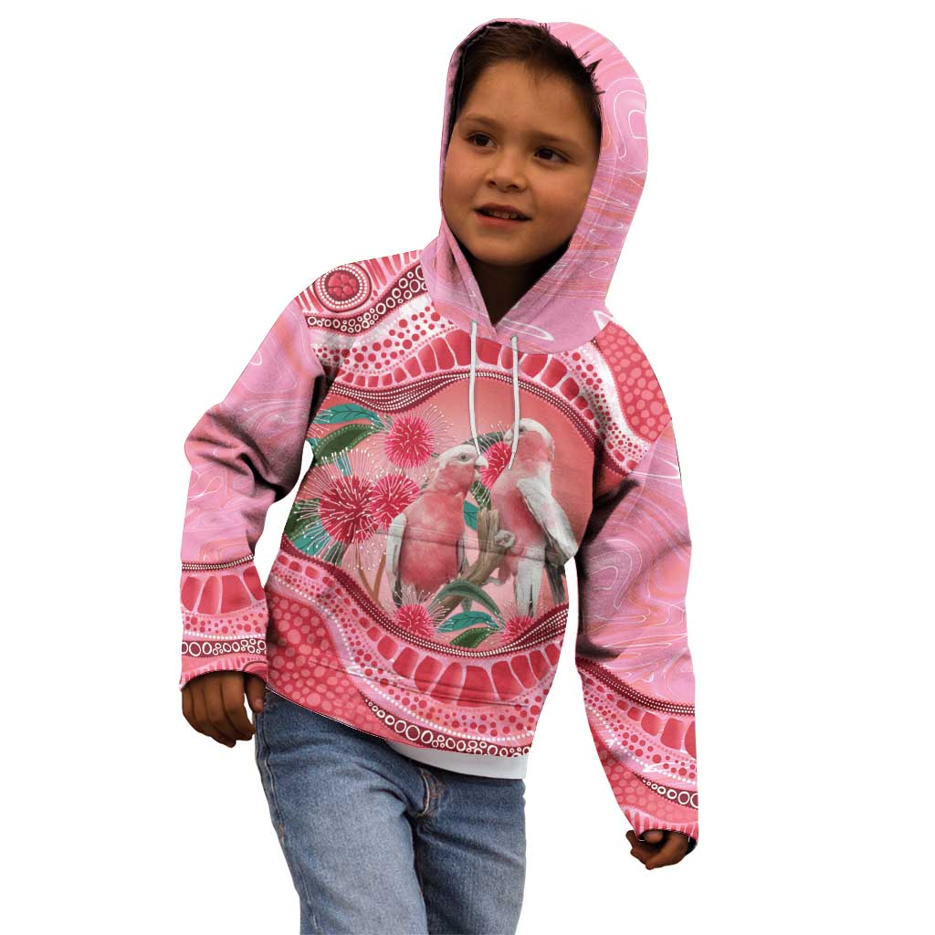 Indigenous Pink Galah Australia Kid Hoodie Australian Hakea Aboriginal Art Proud