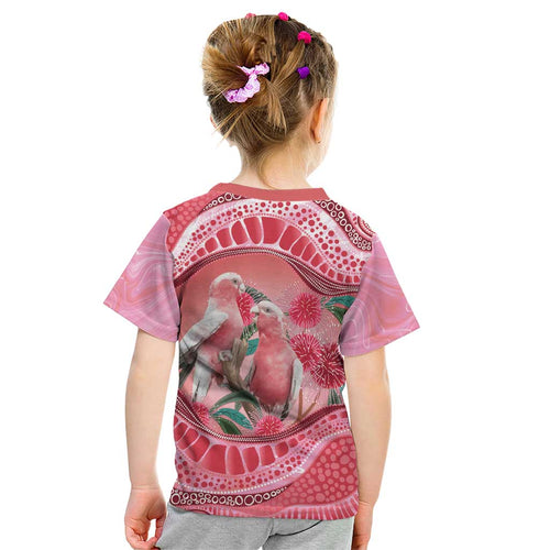 Indigenous Pink Galah Australia Kid T Shirt Australian Hakea Aboriginal Art Proud