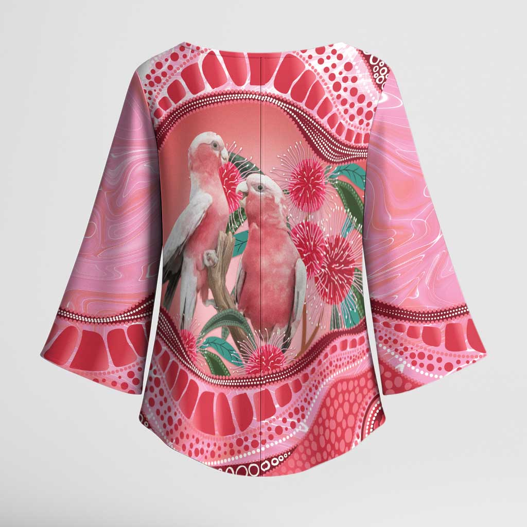 Indigenous Pink Galah Australia Kimono Sleeve Blouse Australian Hakea Aboriginal Art Proud