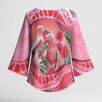 Indigenous Pink Galah Australia Kimono Sleeve Blouse Australian Hakea Aboriginal Art Proud