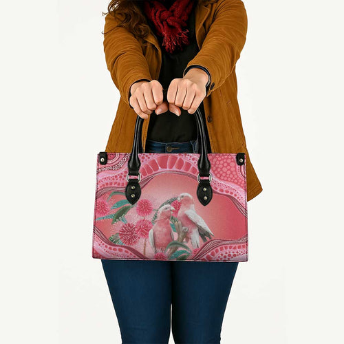 Indigenous Pink Galah Australia Leather Bag Australian Hakea Aboriginal Art Proud