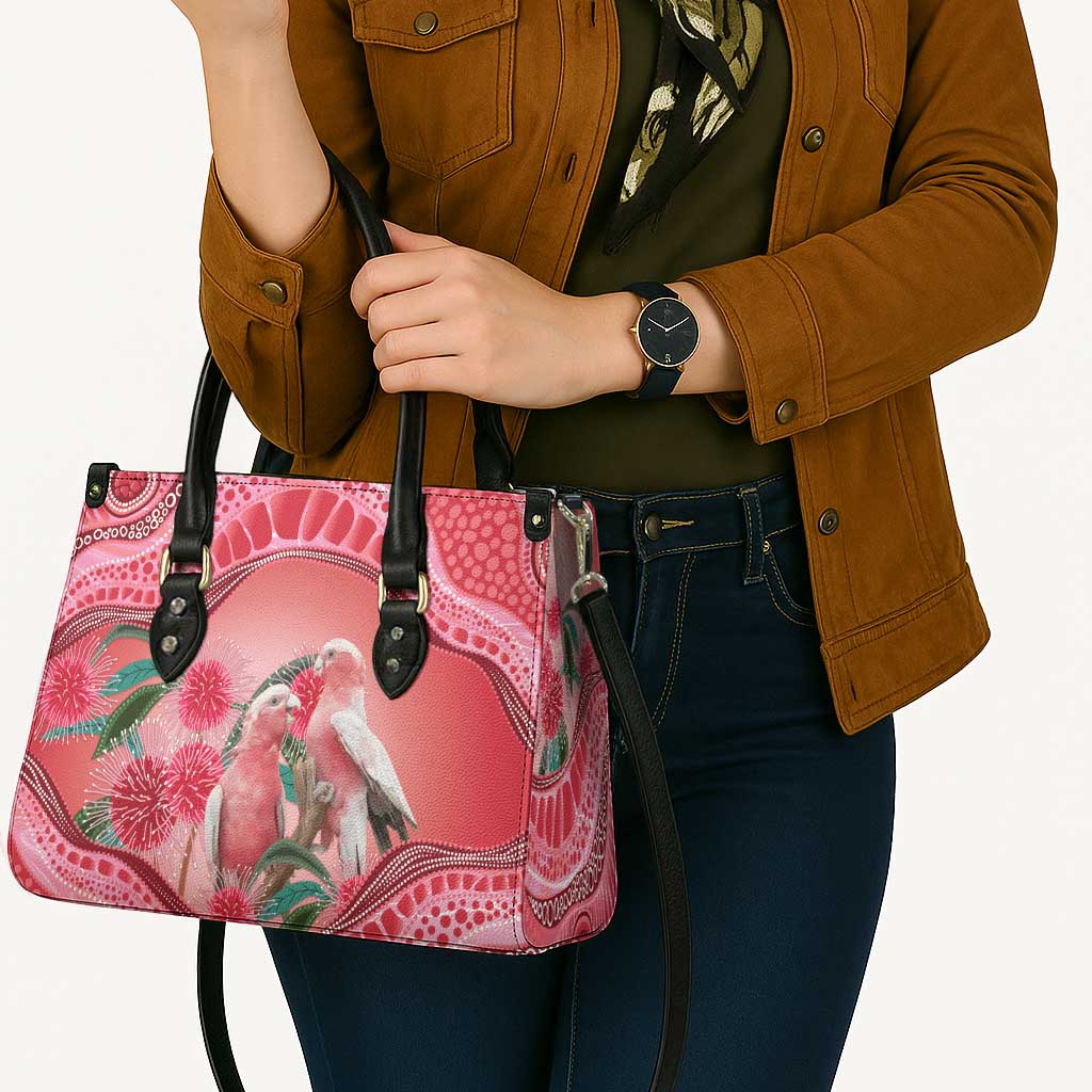 Indigenous Pink Galah Australia Leather Bag Australian Hakea Aboriginal Art Proud