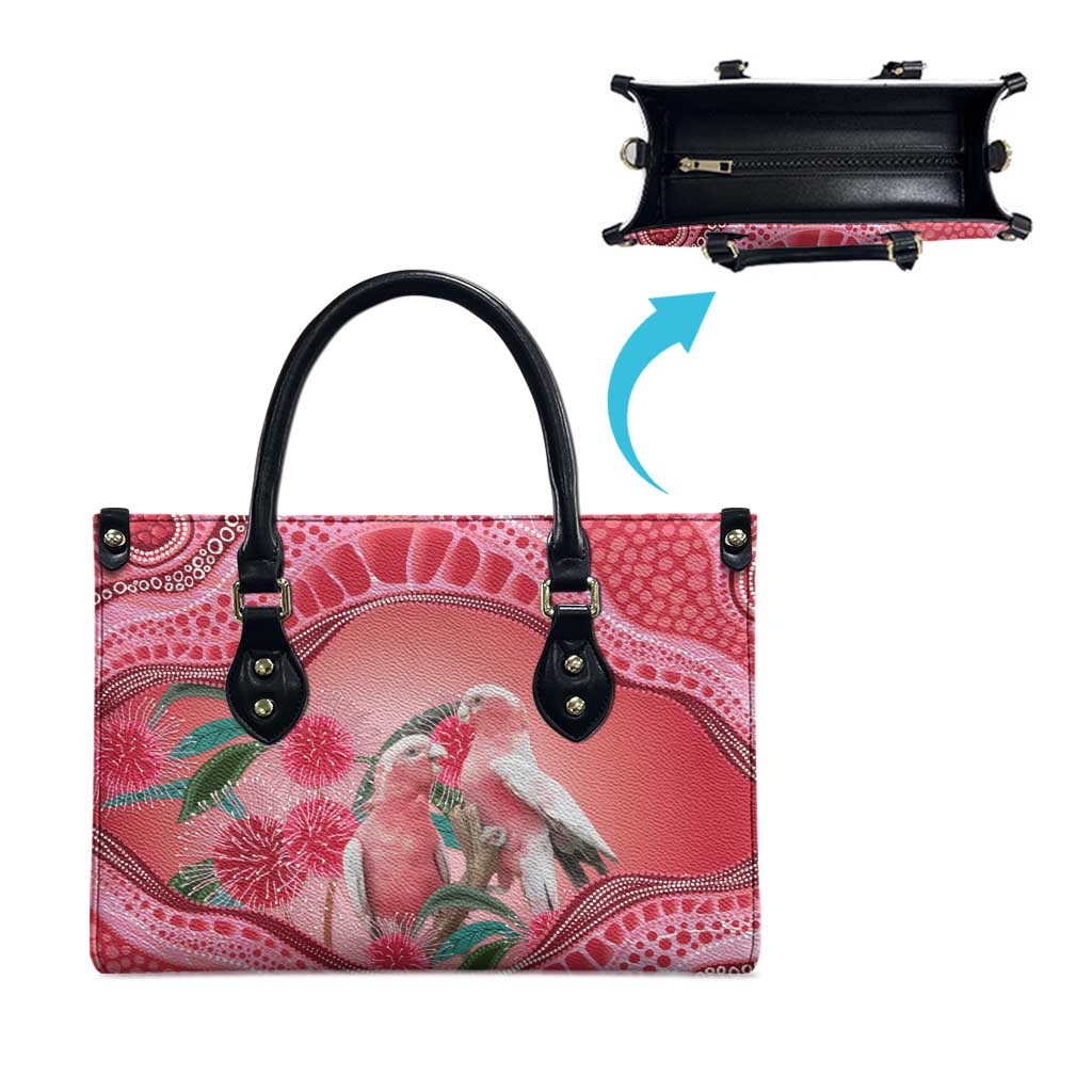 Indigenous Pink Galah Australia Leather Bag Australian Hakea Aboriginal Art Proud