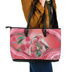 Indigenous Pink Galah Australia Leather Tote Bag Australian Hakea Aboriginal Art Proud