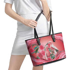 Indigenous Pink Galah Australia Leather Tote Bag Australian Hakea Aboriginal Art Proud