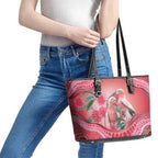 Indigenous Pink Galah Australia Leather Tote Bag Australian Hakea Aboriginal Art Proud