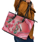Indigenous Pink Galah Australia Leather Tote Bag Australian Hakea Aboriginal Art Proud