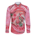 Indigenous Pink Galah Australia Long Sleeve Button Shirt Australian Hakea Aboriginal Art Proud