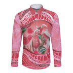 Indigenous Pink Galah Australia Long Sleeve Button Shirt Australian Hakea Aboriginal Art Proud
