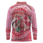 Indigenous Pink Galah Australia Long Sleeve Polo Shirt Australian Hakea Aboriginal Art Proud