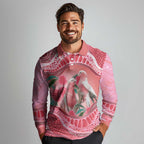 Indigenous Pink Galah Australia Long Sleeve Polo Shirt Australian Hakea Aboriginal Art Proud