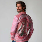 Indigenous Pink Galah Australia Long Sleeve Polo Shirt Australian Hakea Aboriginal Art Proud