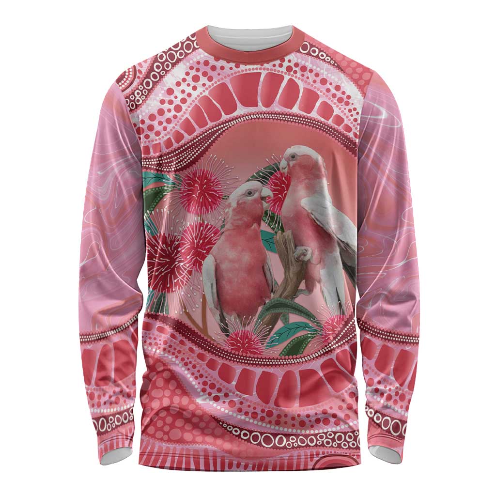 Indigenous Pink Galah Australia Long Sleeve Shirt Australian Hakea Aboriginal Art Proud