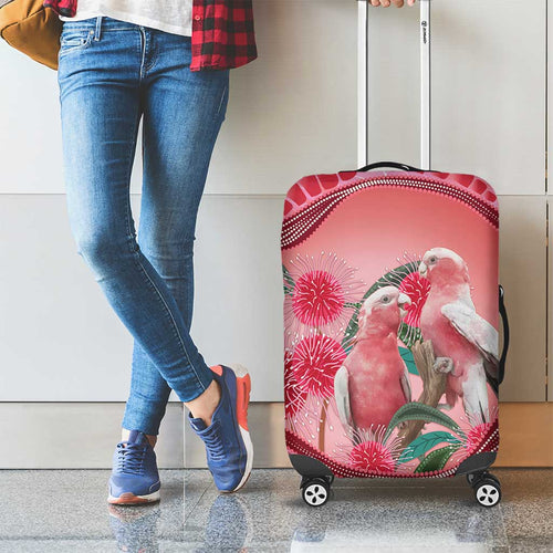 Indigenous Pink Galah Australia Luggage Cover Australian Hakea Aboriginal Art Proud