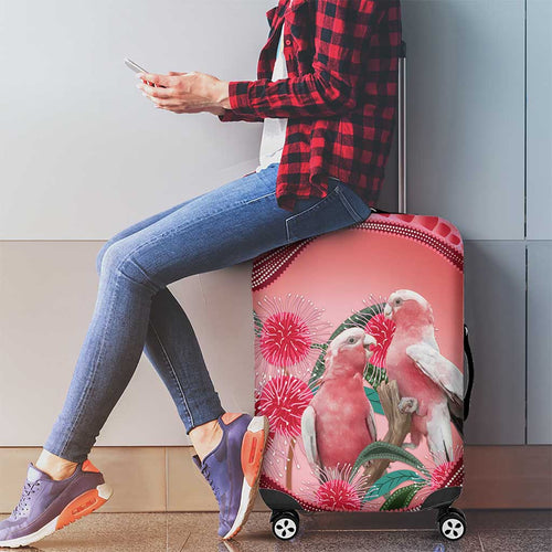 Indigenous Pink Galah Australia Luggage Cover Australian Hakea Aboriginal Art Proud