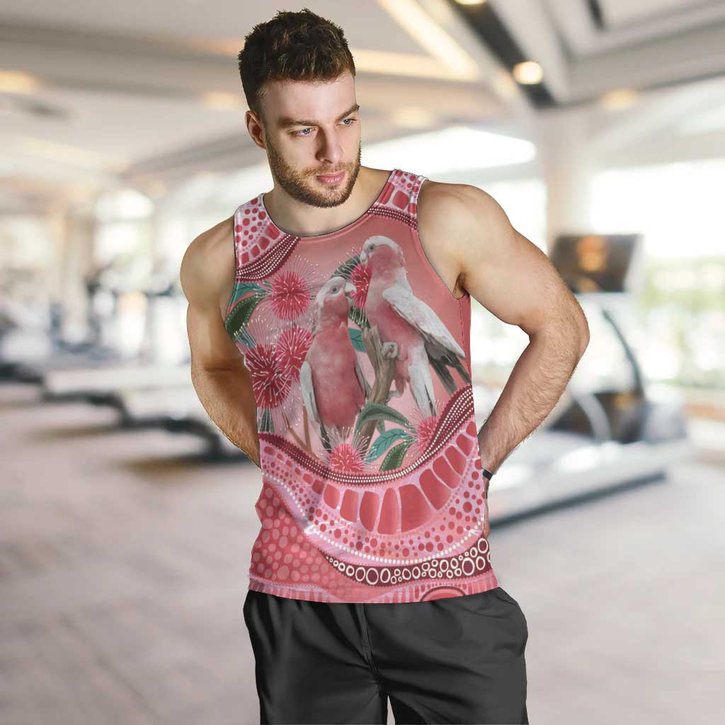 Indigenous Pink Galah Australia Men Tank Top Australian Hakea Aboriginal Art Proud