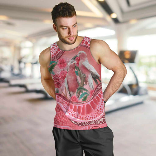 Indigenous Pink Galah Australia Men Tank Top Australian Hakea Aboriginal Art Proud