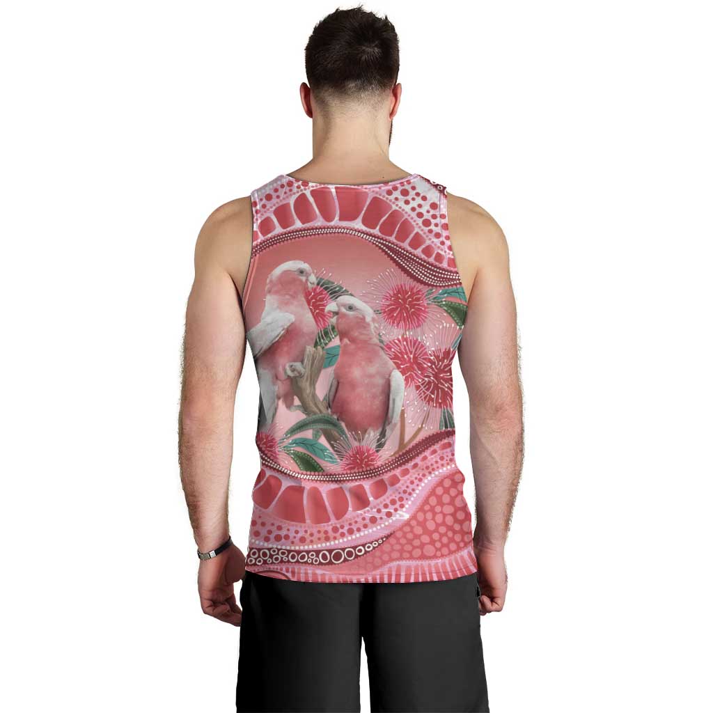 Indigenous Pink Galah Australia Men Tank Top Australian Hakea Aboriginal Art Proud