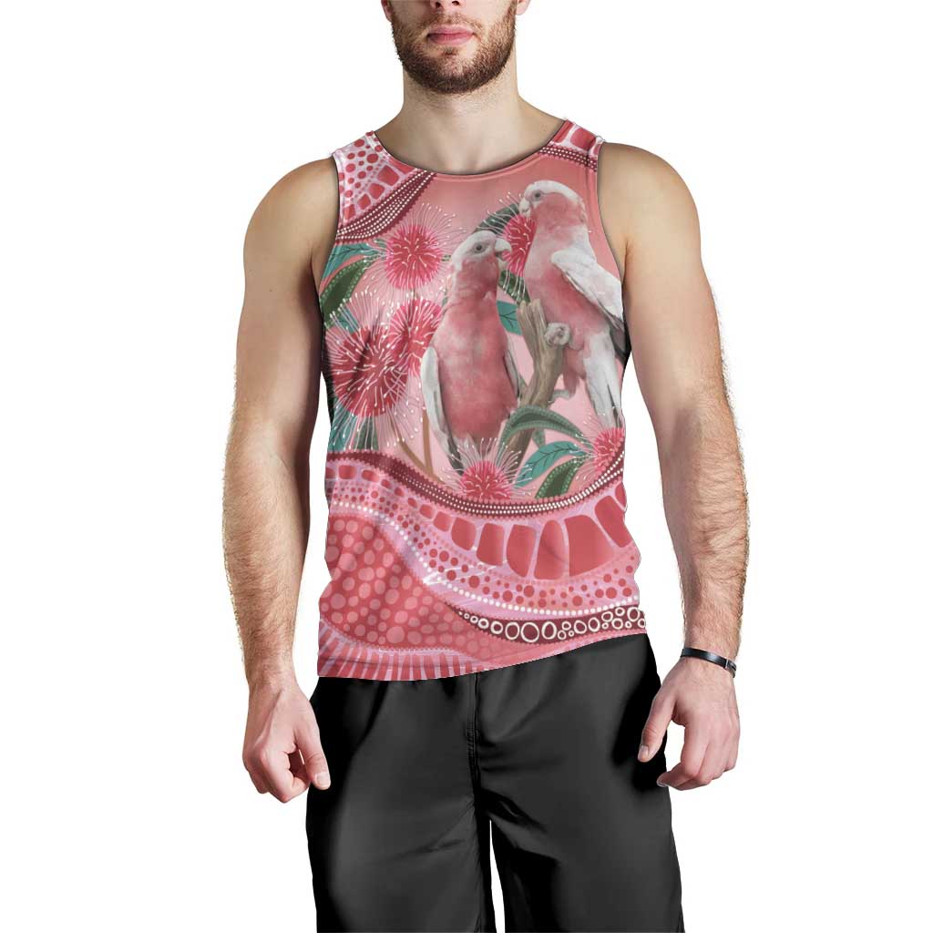 Indigenous Pink Galah Australia Men Tank Top Australian Hakea Aboriginal Art Proud