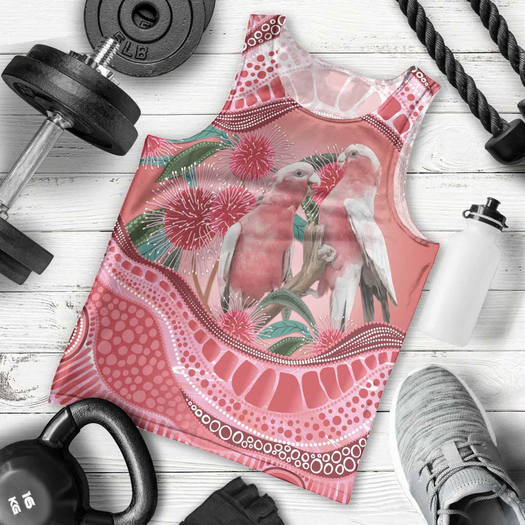 Indigenous Pink Galah Australia Men Tank Top Australian Hakea Aboriginal Art Proud