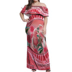 Indigenous Pink Galah Australia Off Shoulder Maxi Dress Australian Hakea Aboriginal Art Proud
