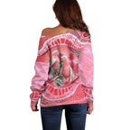 Indigenous Pink Galah Australia Off Shoulder Sweater Australian Hakea Aboriginal Art Proud