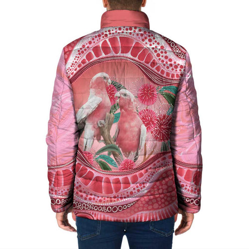 Indigenous Pink Galah Australia Padded Jacket Australian Hakea Aboriginal Art Proud