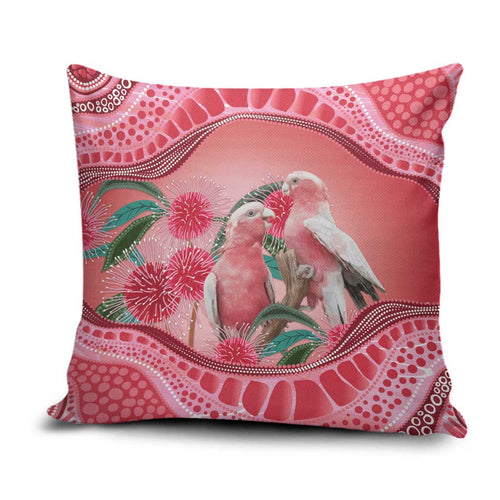 Indigenous Pink Galah Australia Pillow Cover Australian Hakea Aboriginal Art Proud