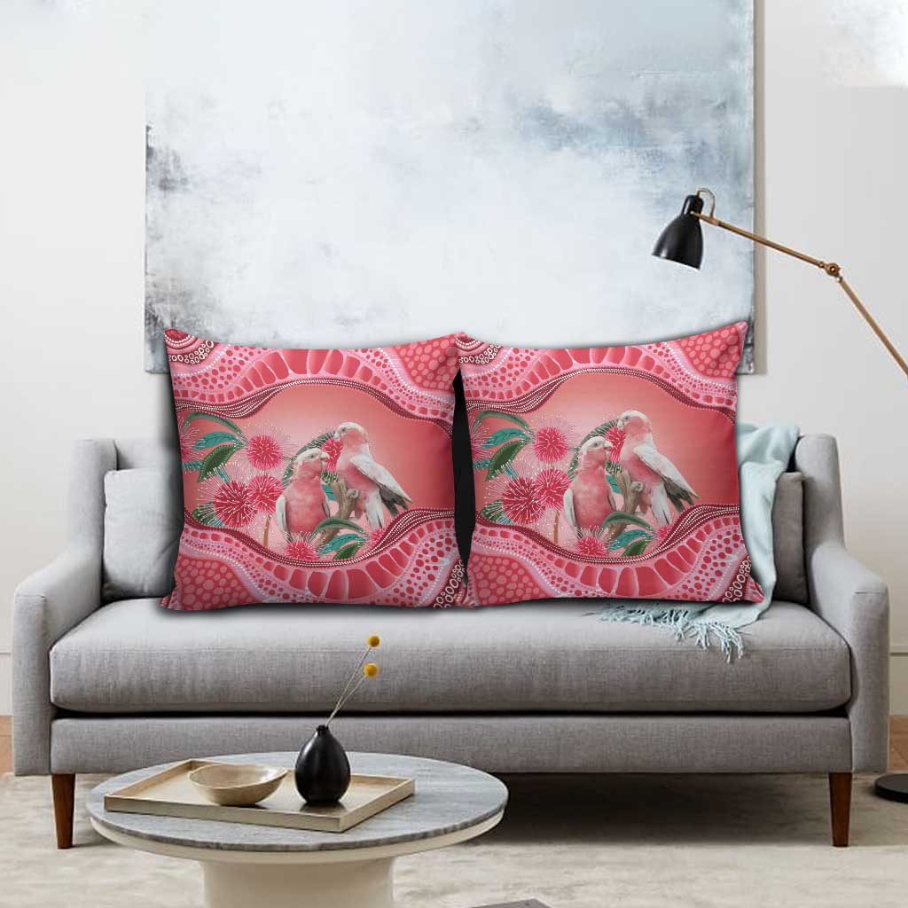 Indigenous Pink Galah Australia Pillow Cover Australian Hakea Aboriginal Art Proud