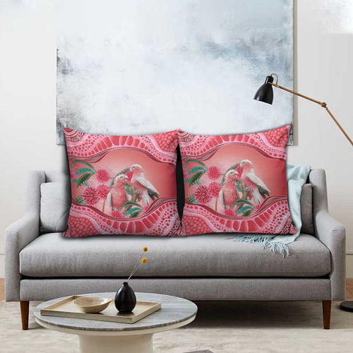 Indigenous Pink Galah Australia Pillow Cover Australian Hakea Aboriginal Art Proud