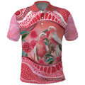 Indigenous Pink Galah Australia Polo Shirt Australian Hakea Aboriginal Art Proud