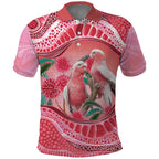 Indigenous Pink Galah Australia Polo Shirt Australian Hakea Aboriginal Art Proud