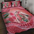 Indigenous Pink Galah Australia Quilt Bed Set Australian Hakea Aboriginal Art Proud