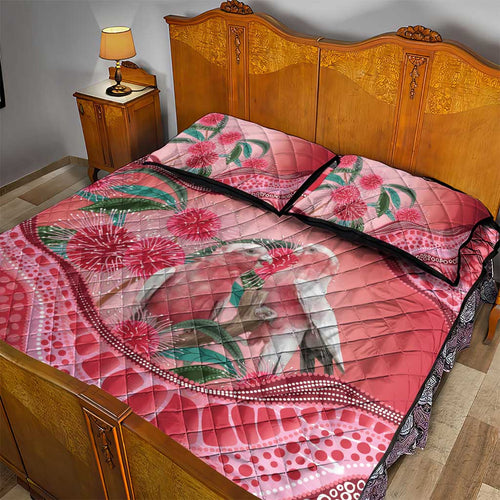 Indigenous Pink Galah Australia Quilt Bed Set Australian Hakea Aboriginal Art Proud