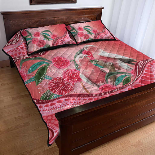 Indigenous Pink Galah Australia Quilt Bed Set Australian Hakea Aboriginal Art Proud
