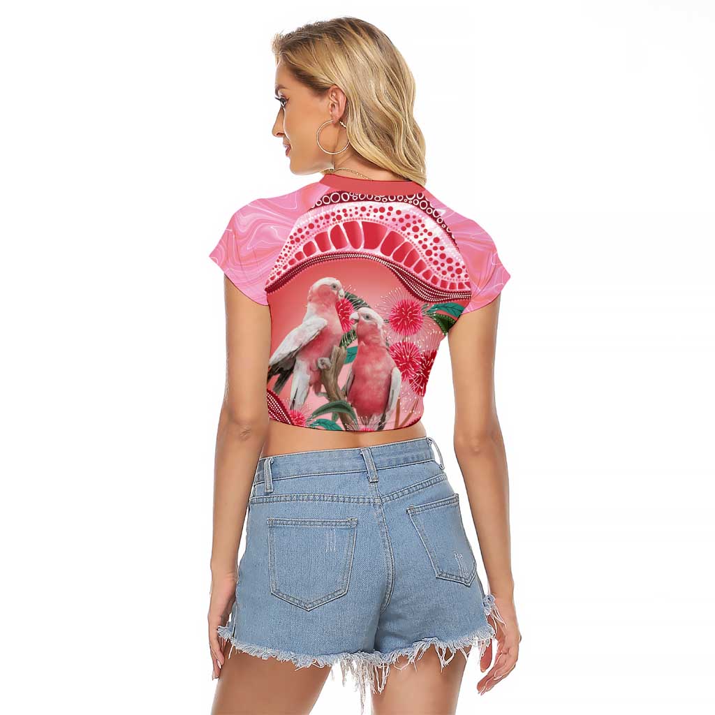 Indigenous Pink Galah Australia Raglan Cropped T Shirt Australian Hakea Aboriginal Art Proud