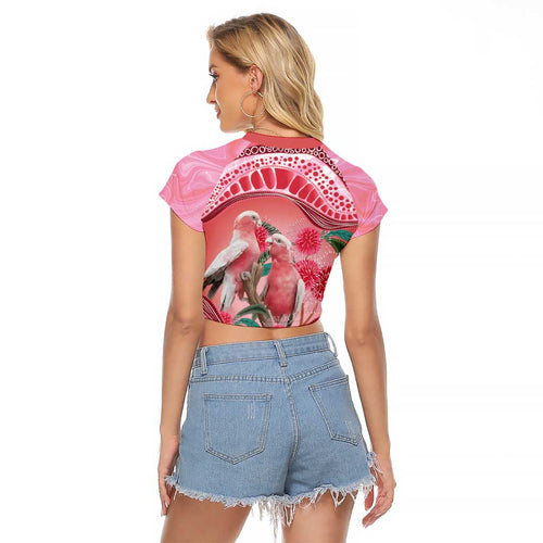 Indigenous Pink Galah Australia Raglan Cropped T Shirt Australian Hakea Aboriginal Art Proud