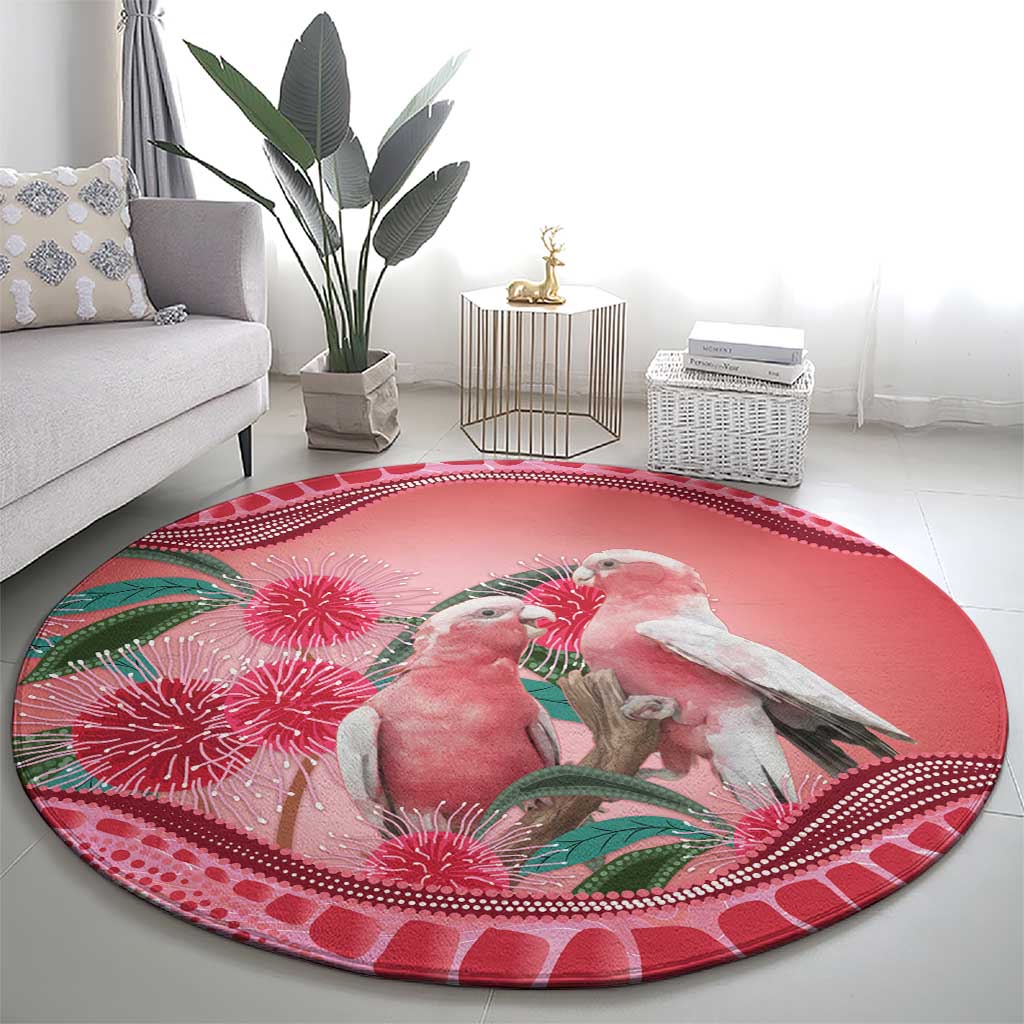 Indigenous Pink Galah Australia Round Carpet Australian Hakea Aboriginal Art Proud