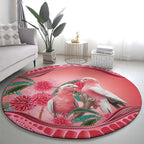 Indigenous Pink Galah Australia Round Carpet Australian Hakea Aboriginal Art Proud