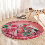 Indigenous Pink Galah Australia Round Carpet Australian Hakea Aboriginal Art Proud