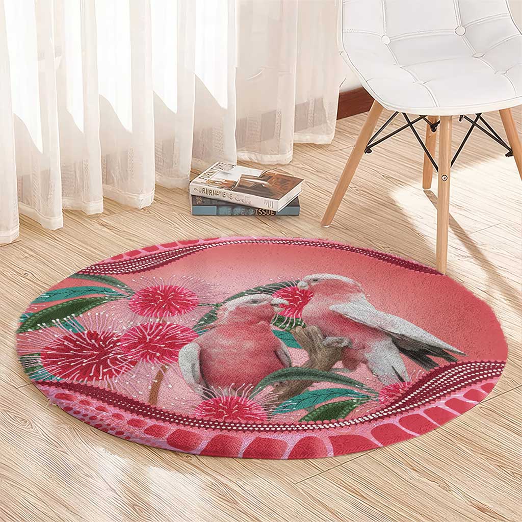Indigenous Pink Galah Australia Round Carpet Australian Hakea Aboriginal Art Proud