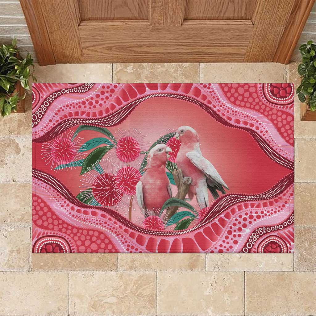 Indigenous Pink Galah Australia Rubber Doormat Australian Hakea Aboriginal Art Proud