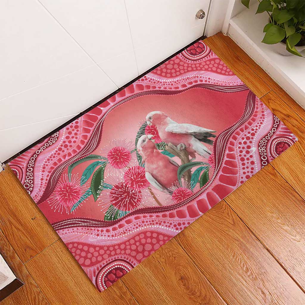 Indigenous Pink Galah Australia Rubber Doormat Australian Hakea Aboriginal Art Proud