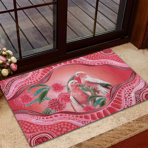Indigenous Pink Galah Australia Rubber Doormat Australian Hakea Aboriginal Art Proud