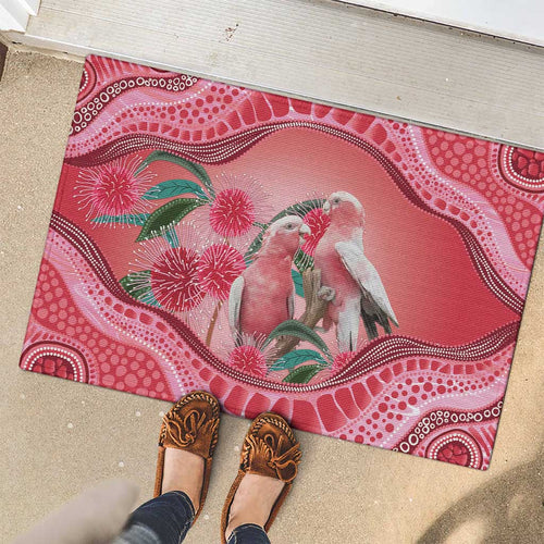 Indigenous Pink Galah Australia Rubber Doormat Australian Hakea Aboriginal Art Proud